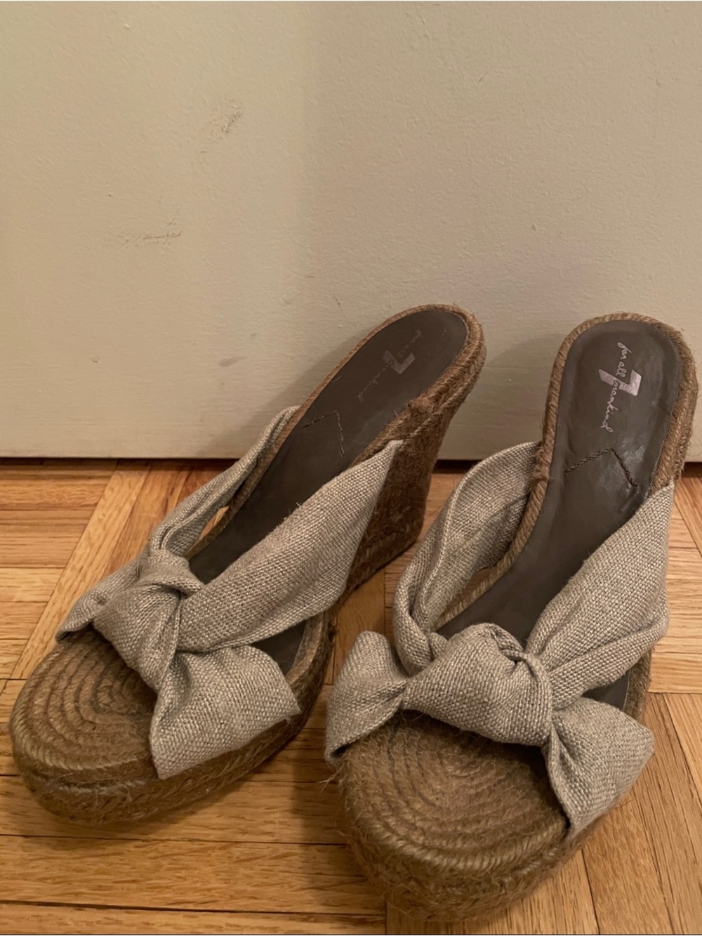 7 for All Mankind Platform Wedge Espadrille Slide Sandals with Knot Detail
